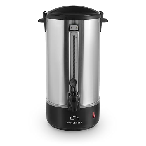 Homestyle Cafetera Percoladora de Acero Inoxidable Capacidad de 10L para 50 Tazas 120v con Medidor De Agua