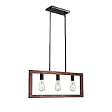 3 Light Rustic Chandelier, 26 Inch Rectangle