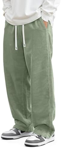 PETCDIM Mens Tweed Bell Bottom Pants Baggy Wide Leg Stretch