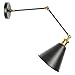 Jeteven Vintage Wrought Iron Adjustable Swing Arm Wall Sconce Light Lamp Shade for E27 Bulbs