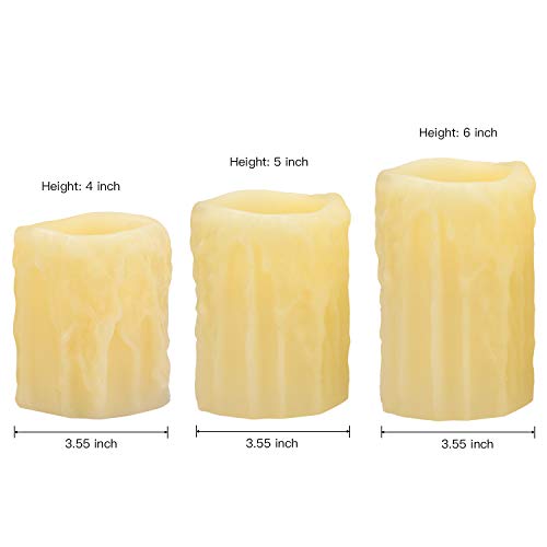 Cream Flickering Flameless Unscented LED Candles with Realistic Melted Wax Drip for Decoration (Set of 3)