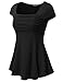 DRESSIS Womens Short Sleeve Front Shirring Flowy Top