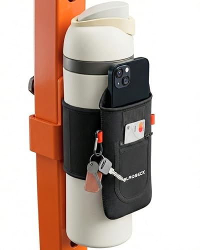 BLAUBECK Funda magnética para Botella de Agua y Soporte para teléfono para Gimnasio, Bolsa Negra para Gimnasio con 4 imanes, fijarla a Cualquier Equipo de Gimnasio, Soporte magnético para teléfonos,