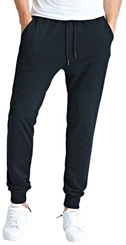 Bertte Men's Slim-Boys Jogger, Black Medium