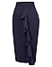 Women's Stretchy Slim Fit Midi Pencil Skirt with Zipper Size L Navy Blue
