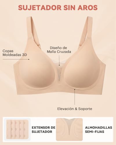Bresdk Bra Women Wirefree Seamless Jelly Bra Deep V Soft Mesh Design Push Up Bralette Comfortable Comfort Bra Breathable Daily