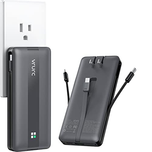 VRURC Portable Charger with Built-in Cables & AC