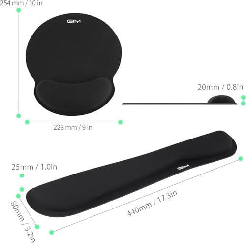 ICETEK Keyboard and Mouse Mat Set, Ergonomic Gel Filled Mouse Pad with Wrist Cushion Support with Memory Foam for Computer and Laptop (S-01)