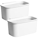 Rikyo 2 Pack White Hanging Cup Holders,10x5x4.5 Trolley Basket Storage,Rolling Cart Accessories Hanging Buckets Hanging Bins,Storage Bucket,Make Up Pencil Holder,Kitchen Storage Container