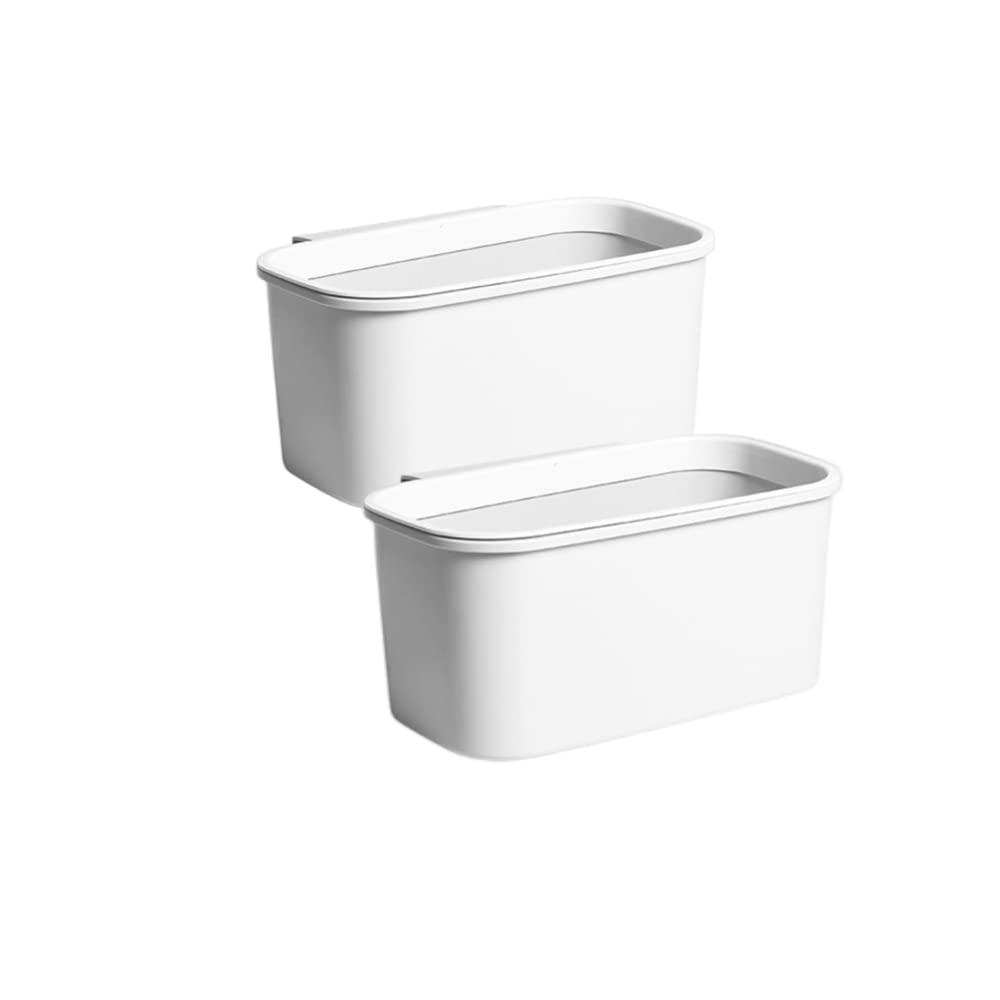 Rikyo 2 Pack White Hanging Cup Holders,10x5x4.5 Trolley Basket Storage,Rolling Cart Accessories Hanging Buckets Hanging Bins,Storage Bucket,Make Up Pencil Holder,Kitchen Storage Container