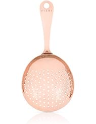 Viski 4878 Summit Copper Julep Professional Metal Stainless Steel Cocktail Strainer for Kitchen with Handle | Home bar tool, Set of 1