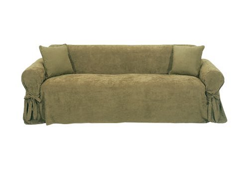 Classic Slipcovers Heavy Microsuede Sofa Slipcover, Sage
