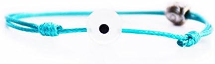 Evil Eye Bracelet Clear Eye Turquoise Cord