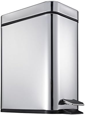 Cslives trash Bin 5 Liter / 1.3Gallon Stainless Steel Rectangular Step Trash Can with Silent and Gentle Lid Close (silver)