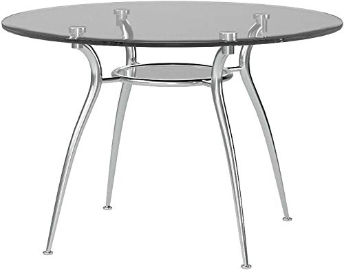 Simple Living Modern Tempered Glass and Chrome Small Round Dining Room or Kitchen Table for 4