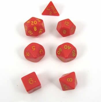 Fantasy D'Oh 7 Piece RPG Dice Set in Red by Crystal Caste