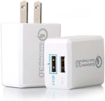 Quick Charge 3.0 USB Wall Charger, Dual USB Travel Wall Fast Charger Adapter QC3.02.0 Quick Charging Block Plug for iPhone X/8/8+/7/6 Samsung S8/S7/S6/Edge,Note 8/7/5,LGG6/G5,iPd,Nexus,HTC (black)