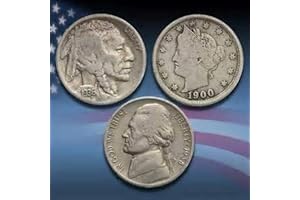 GREAT AMERICAN COIN USA 1913-1937 Buffalo Nickel and 1883-1912 Liberty and Wartime Jefferson Coin Set of 3