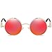 Dollger Vintage Steampunk Men Small Round Sunglasses Red Lens Gold Frame Mirrored Sunglasses