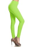 SXL128-NeonGreen Basic Solid Leggings, Plus Size