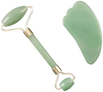 Jade Roller for Face with Gua SHA Scraping Massage Tool Set Anti Wrinkle and Skin Rejuvenate Facial Therapy Face Neck Beauty Natural Rose Quartz Roller Neck Cheeks Slimmer Skin Tightening Beauty Tools