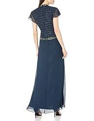 J Kara Women's Petite Short Flutter Sleeve V-Neck