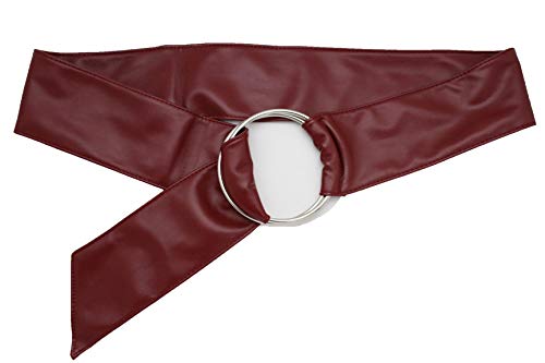 TFJ Women Belt Hip High Waist Wide Band Dark Red Wine Burgundy S M L