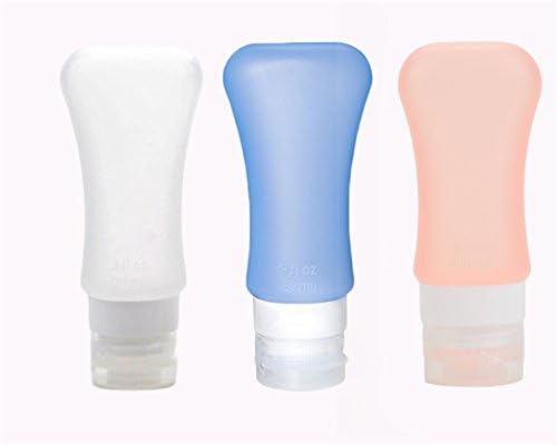 Travel Bottles-KEYI Portable Food Grade Squeeze Silicone Liquid Travel Bottle TSA Approved For Shampoo, Conditioner, Lotion, Toiletries, condiments (B1,3OZ, Pack of 3)