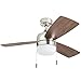 Honeywell Ceiling Fans Barcadero Modern 44 Inch Ceiling Fan with Light, Pull Chain LED Indoor Fan with 3 Blades, Maple and Brown Maple Blade Finish Options, Brushed Nickel (50616-01)