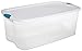 Sterilite 18898004 106 Quart/100 Liter Latch Box, White Lid with Clear Base and Blue Aquarium Latches, 4-Pack
