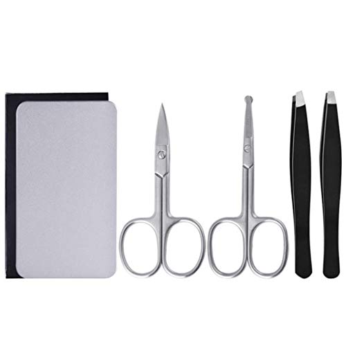 Aviat 4Pcs Daily Portable Manicure Pedicure Tweezers Scissors Moustache Nose Hair Trimming Eyebrows Eyelashes Scissors Removal Tools Set