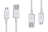 Samsung Micro USB Charging Data Cable for Samsung Mobiles, 2 Pack - Non-Retail Packaging - White