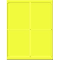 8-1/2 x 11" Neon Color High Light Fluorescent Labels for Laser & Inkjet Printer (Yellow Fluorescent, 4 x 5" - 4 Per Page | 400 Labels)