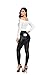 MCEDAR Women’s Faux Leather Leggings with Pockets Girls’ Black High Waist Sexy Skinny Slim Fit Pants for Causal, Club, Night Out (L, B-Black)