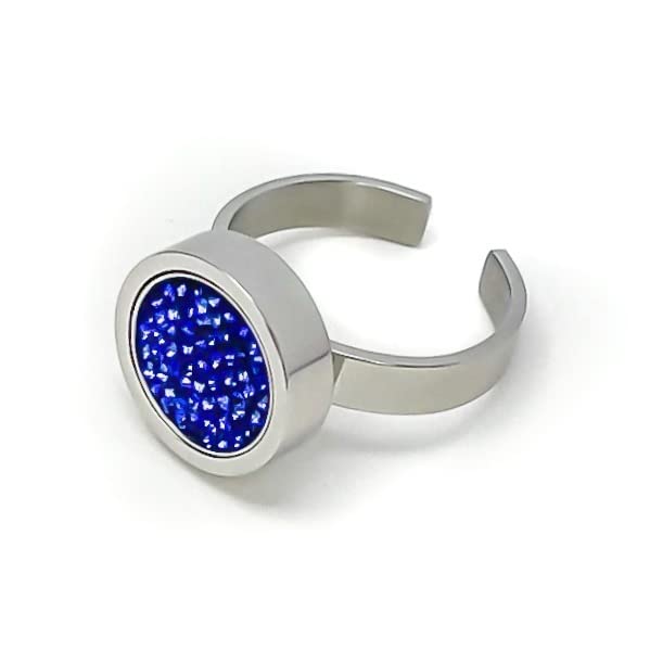 Orli Jewellery Crystal Creations Statement Ring | Azure Blue | Stainless Steel