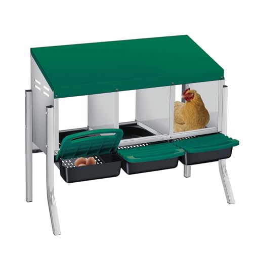 Chicken Nesting Boxes with Cleanable Pull-Out Trays, 3-Hole Wall Mount Roll Awa…