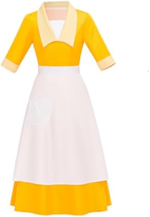 Amazon.com: Cosplay.fm Women's Yellow Waitress Dress Housemaid Cosplay  Costume Halloween (S) : Clothing, Shoes & Jewelry