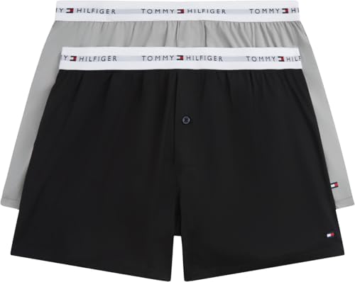 Uomo Pantaloncini Boxer Confezione da 2 in Cotone, Multicolore (Blk/Antique Silver), L