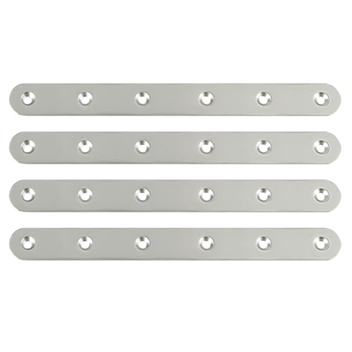 Sayayo Metal Brackets for Wood Mending Joining Plates Flat Straight Brace Sleeper Brackets, 4MM Thickened Stainless Steel Brushed Nickel, 4PCS, (200 X 19MM) โ image 1