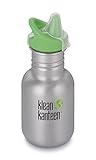 Klean Kanteen 12oz Kid Kanteen Stainless Steel Sippy Bottle, Single Wall and Leak Resistant Sippy Cap - Brushed Stainless (New 2018)