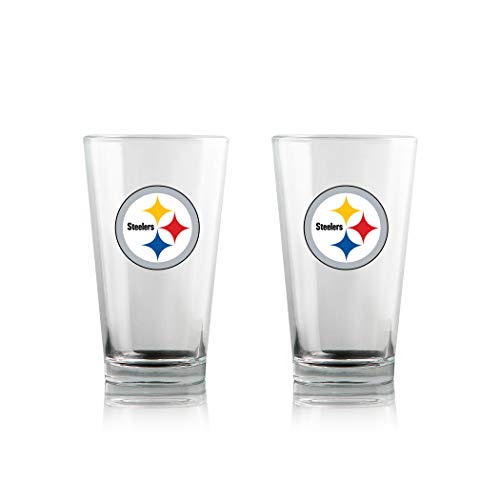 Duck House NFL Pittsburgh Steelers Unisex Pint Glass Setpint Glass Set, Clear, 16 oz/ea