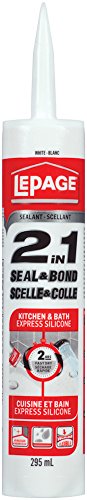 LePage 2 in 1 Kitchen and Bath Silicone Interior Caulking, 295ml, White (1380424)