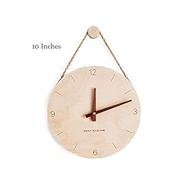 Waitousanqi Wall Clock - Creative Simple Round Wood Scale Hanging Rope Clock, Silent/Accurate Time, 10 Inches Room… 317HRKmBUdL