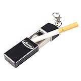 Portable Ashtray, Newness Modern Portable Ashtray, Cigarette Ashtray for Outdoor Use, Ash Holder for Smokers, Pocket Smoking Ash Tray with Lid, Key Chain for Easily Bringing When Travelling, Black