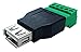 CGTime USB 2.0 A Screw Terminal Block Connector USB 2.0 A Female Plug to 5 Pin/Way Female Bolt Screw Shield terminals Pluggable Type Adapter Connector Converter 300V 8A(2Pack) (Female)