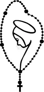 Rosary Lady Fatima Virgin Mary Vinyl Decal Sticker for Home Office Decor Vehicle Window Sign Size- [6 inch] / [15 cm] Tall and Color- Matte Black