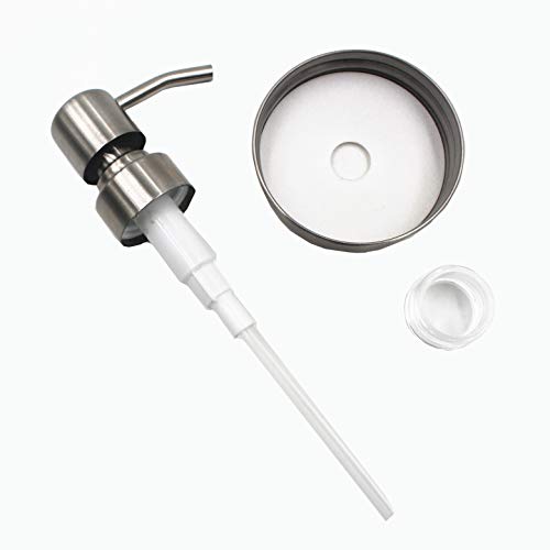CHBKT Mason Jar Soap Dispenser, Silver Rust Proof Stainless Steel Lotion Dispenser with 16 Ounce Regular Mouth Mason Jar, Bathroom Accessories - Thumbnail 3