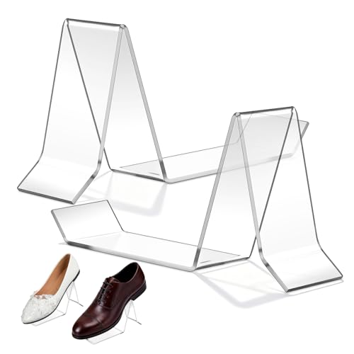 iplusmile 2 pcs Clear Acrylic Shoe Display Stand: Shoe Display Support Rack Holder for Retail Store, Home Wardrobe-Sandal, High Heel, Trainers | Shoe Display Support Rack Holder for Retail Store, Home Wardrobe-Sandal, High Heel, Trainers