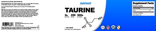 Nutricost Taurine Powder (500 Grams) - 250 Servings