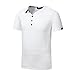 Aiyino Mens Summer Casual V-Neck Button Cuffs Cardigan Short Sleeve T-Shirts L White